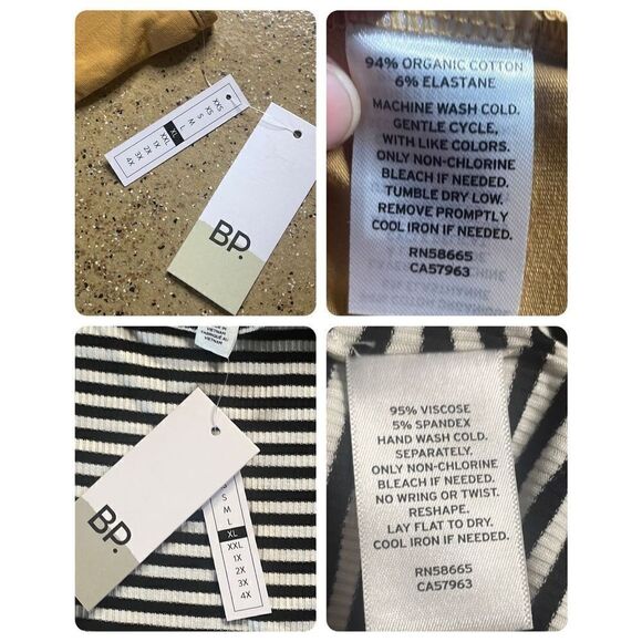 BP. Bundle of 2 Cropped Tank Tops XL - Mustard, Black White Striped - Picture 8 of 8